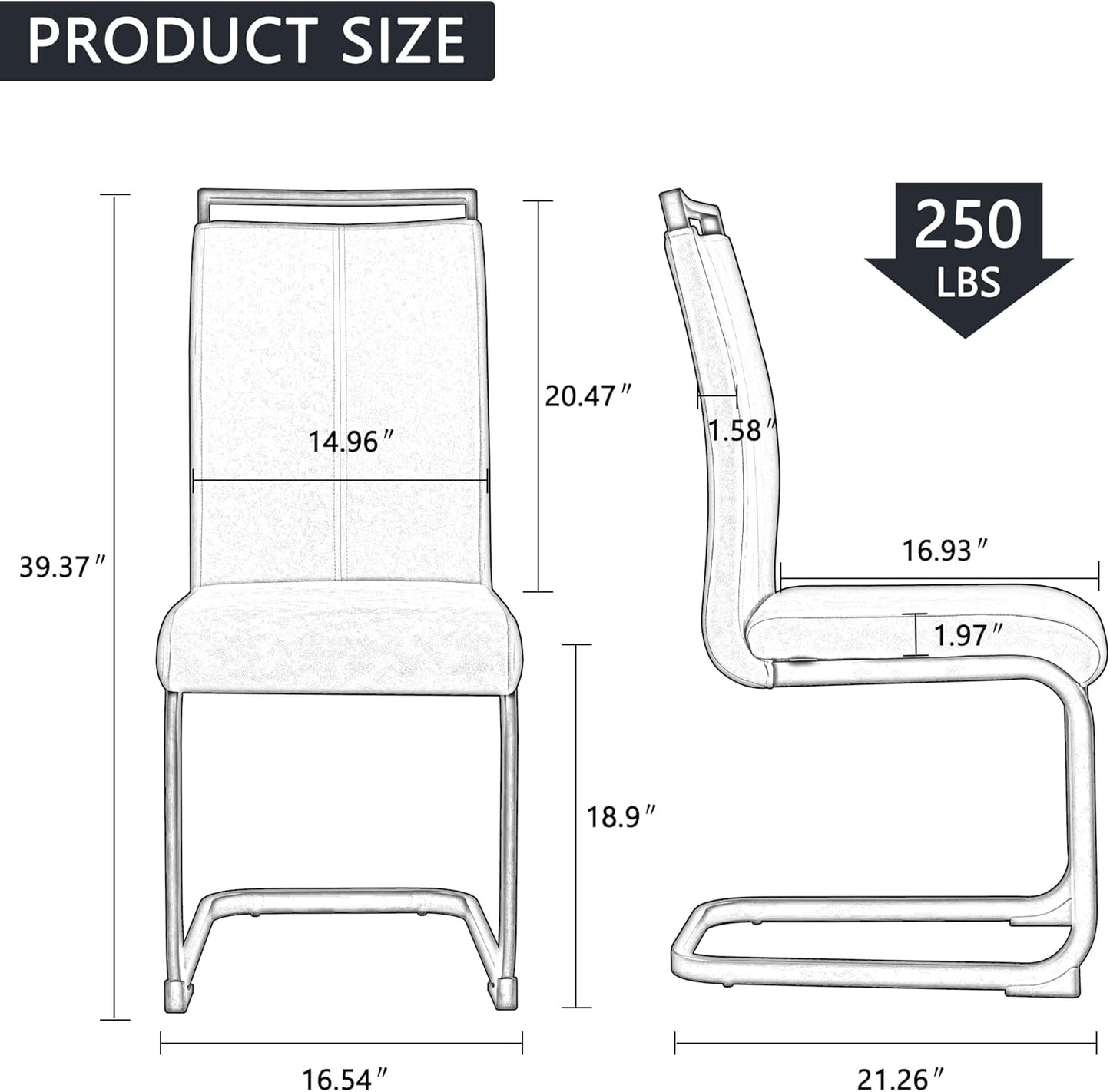 Dining Chairs Set, Kitchen Modern Metal Chairs with Faux Leather Padded Seat High Back and Sturdy Chrome Legs, Chairs for Dining Room (Grey, Set of 6)