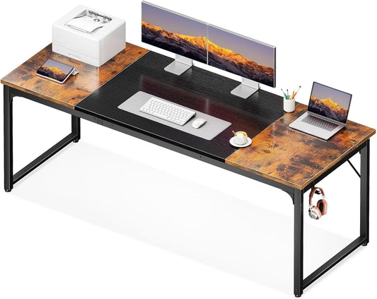 Coleshome 71 Inch Computer Desk, Modern Simple Style Desk for Home Office, Study Student Writing Desk, Vintage and Black