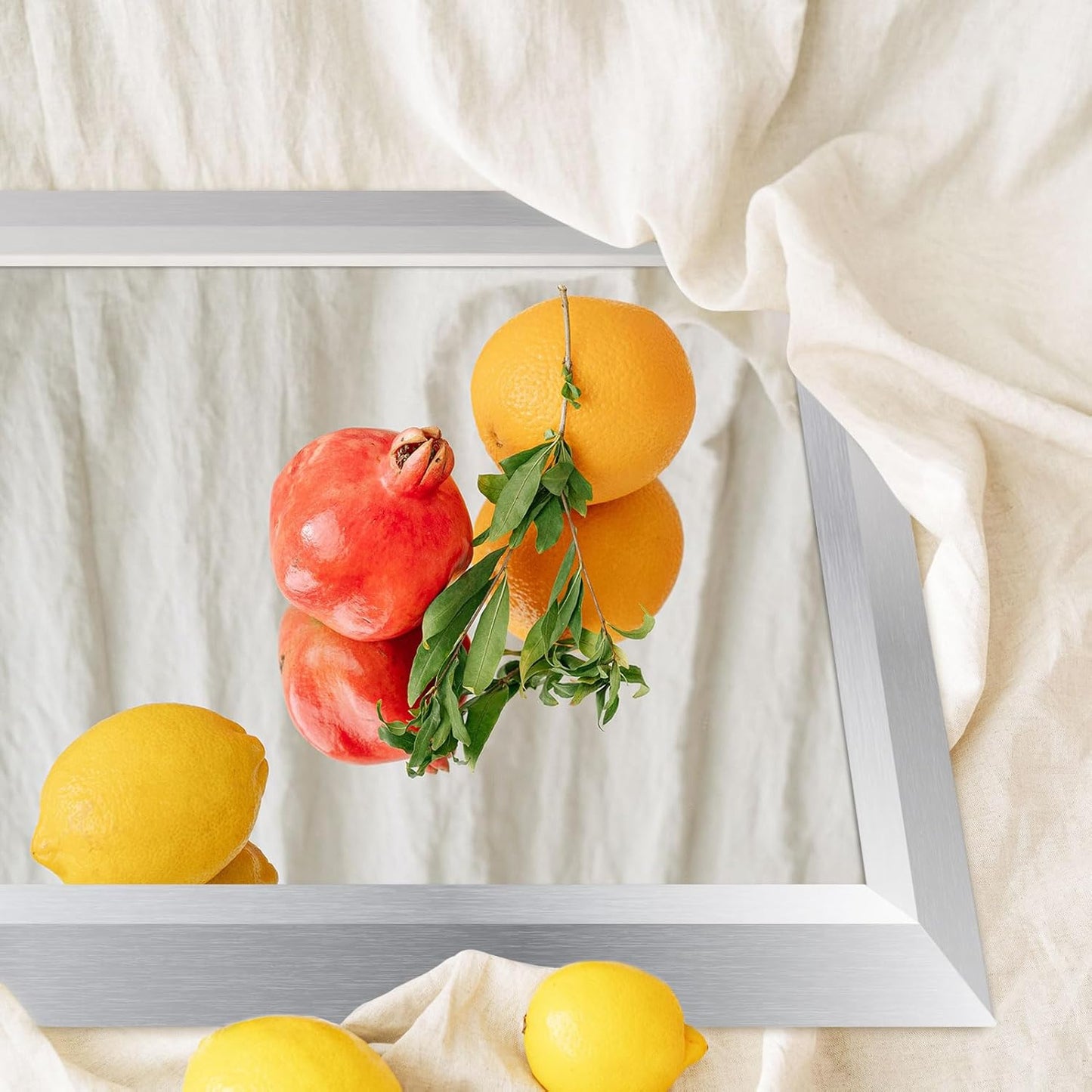 Amorho 50 X36 Inch Bathroom Mirror Silver, Thick Metal Framed Wall Mirrors for Over Sink, Brushed Nickel Mirror Perfect for Bedroom, Living Room, Entryway, Rectangle (Horizontal/Vertical).