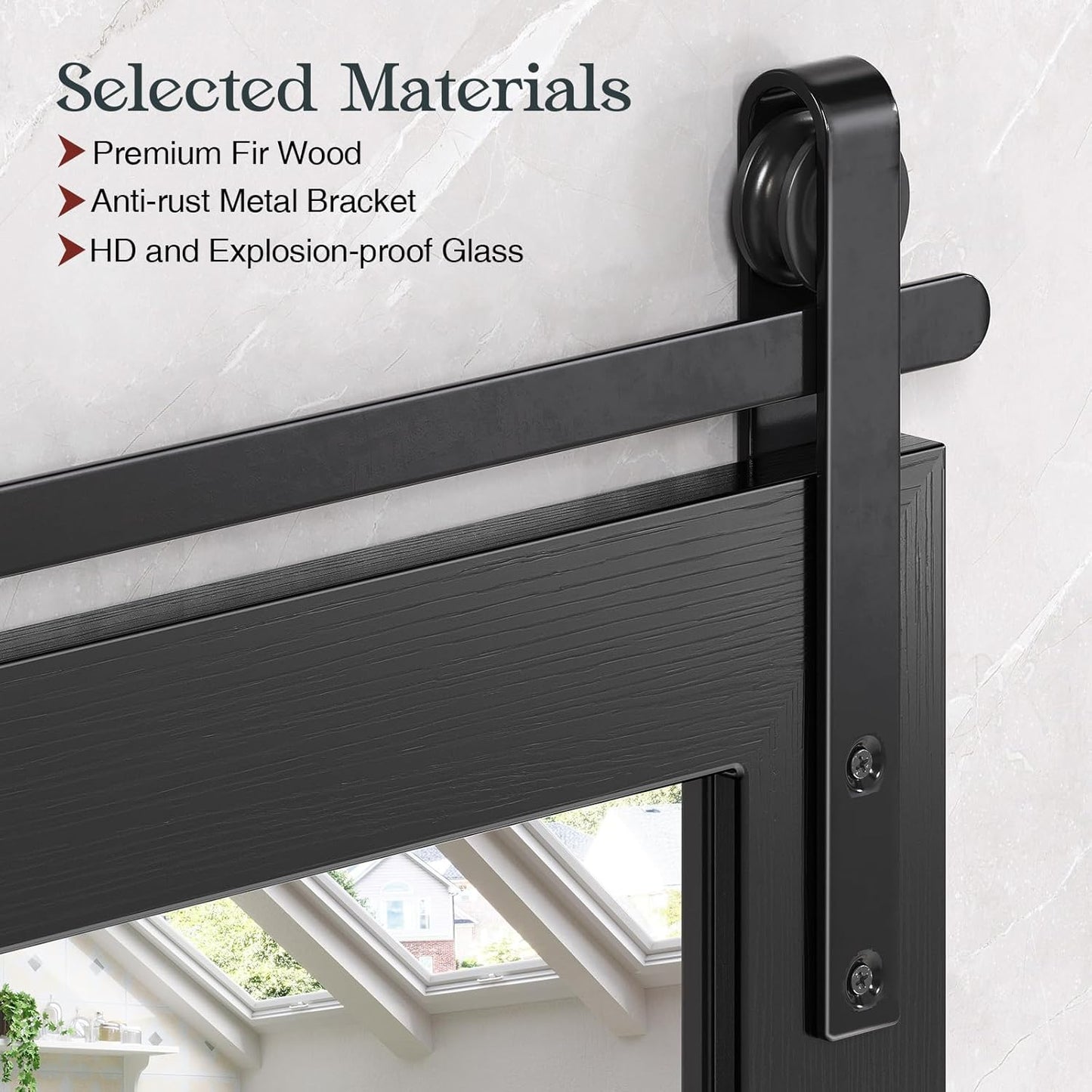 Farmhouse Mirror 40x30 Inch, Black Rustic Bathroom Mirror Vanity, Wood Framed Rectangular Wall Decorative Mirrors for Entryway, Living Room, Bedroom