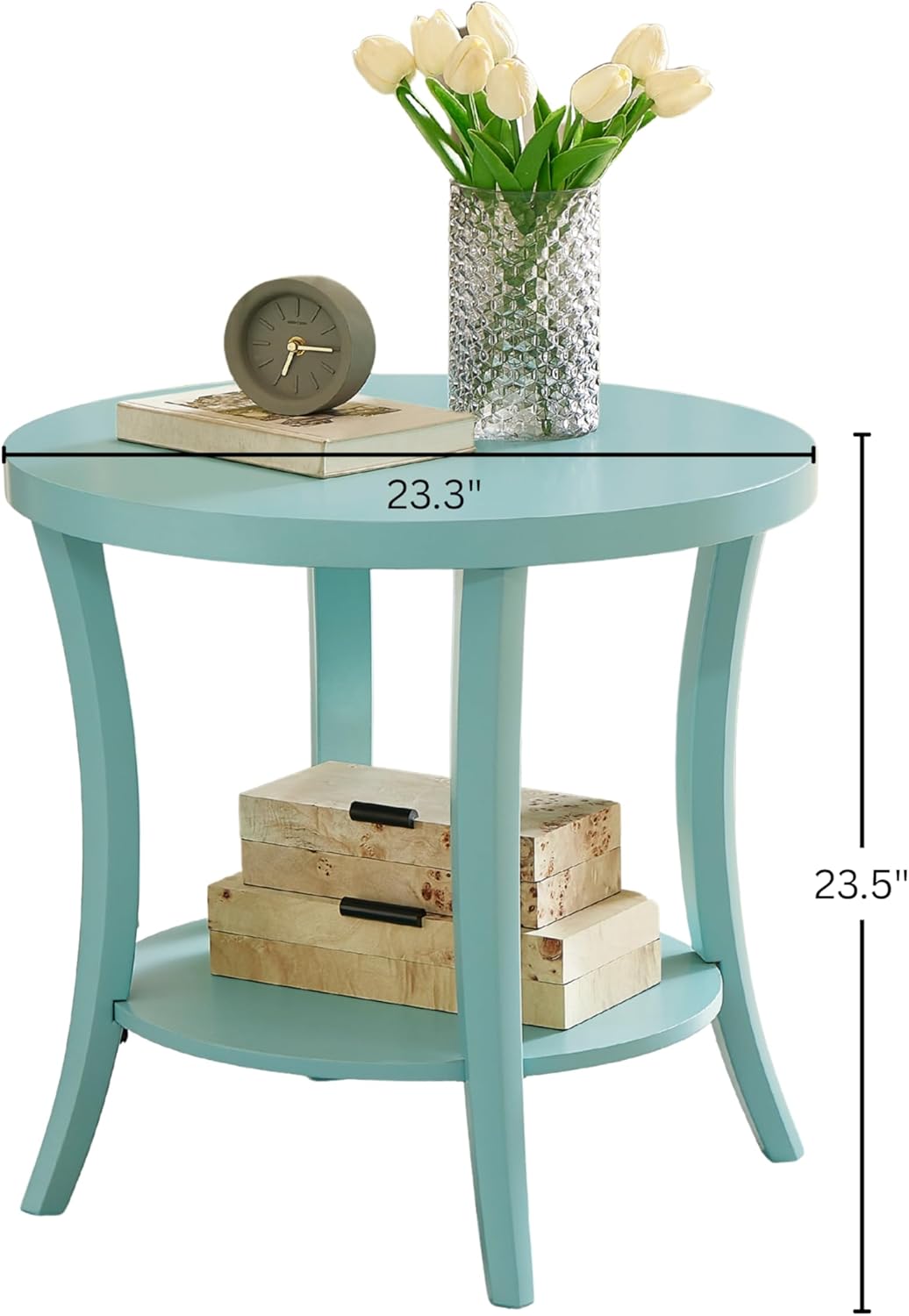 Roundhill Furniture Perth Contemporary Round End Table with Shelf