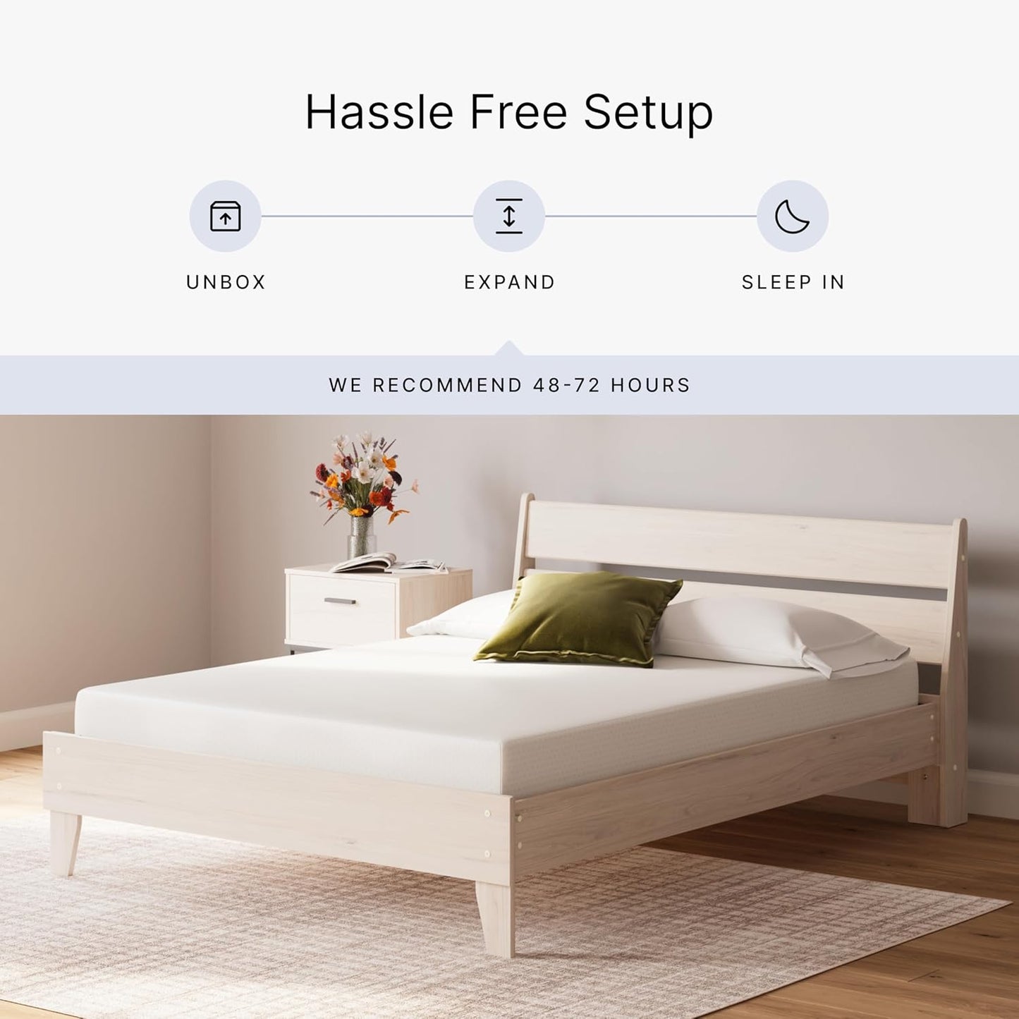 Signature Design by Ashley Queen Size 8 Inch Medium Firm Charcoal Gel & Green Tea Infused Memory Foam Mattress for Pressure Relief, Fiberglass Free, Mattress In A Box