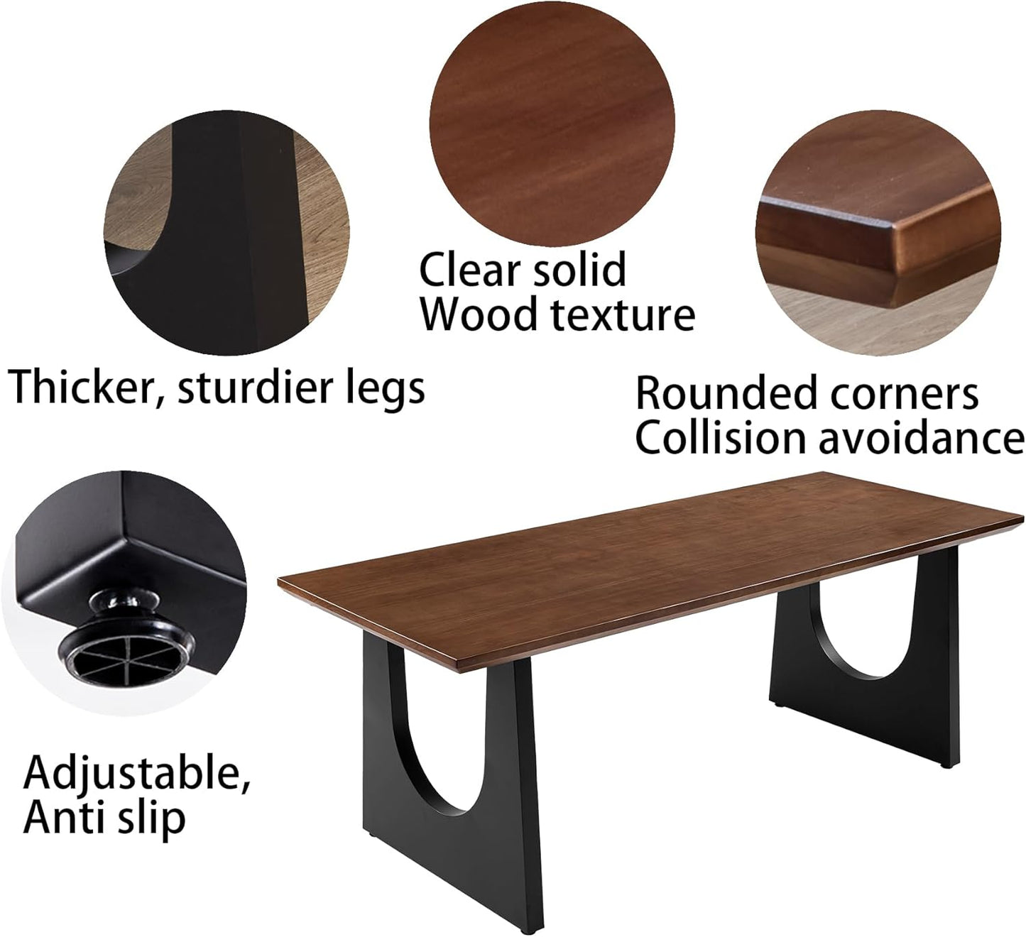 Wooden Executive Office Desk Computer Table Multi-Sized High Cost Performance Stylish Design Metal Legs Versatile Use for Office or Dining Casual Table (Walnut Color, 55.12in)