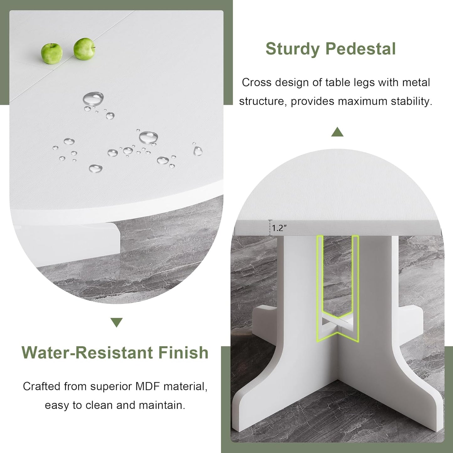 Feonase 59" Round Extendable Dining Room Table for 6, Modern Oval Kitchen Table with Heavy Duty Wood Base, for Kitchen Dining Living Room, Easy Assembly, Noise-Free, White