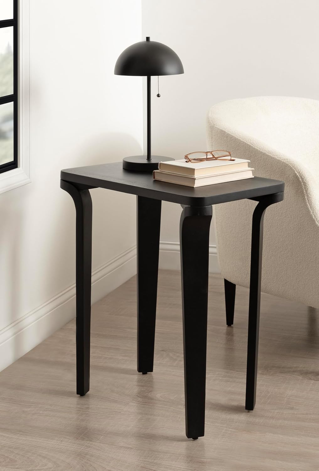 Kate and Laurel Escalon Modern Rectangle Wood Side Table, 22 x 14 x 26, Black, Transitional Decorative End Table for Use as a Bedroom Nightstand or Living Room Accent Table