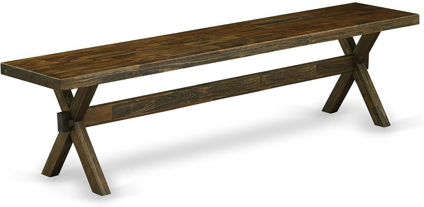 East West Furniture X777MZN32-6 6 Piece Dining Table Set Contains a Rectangle Kitchen Table with X-Legs and 4 Light Beige Linen Fabric Parson Chairs with a Bench, 40x72 Inch, Multi-Color