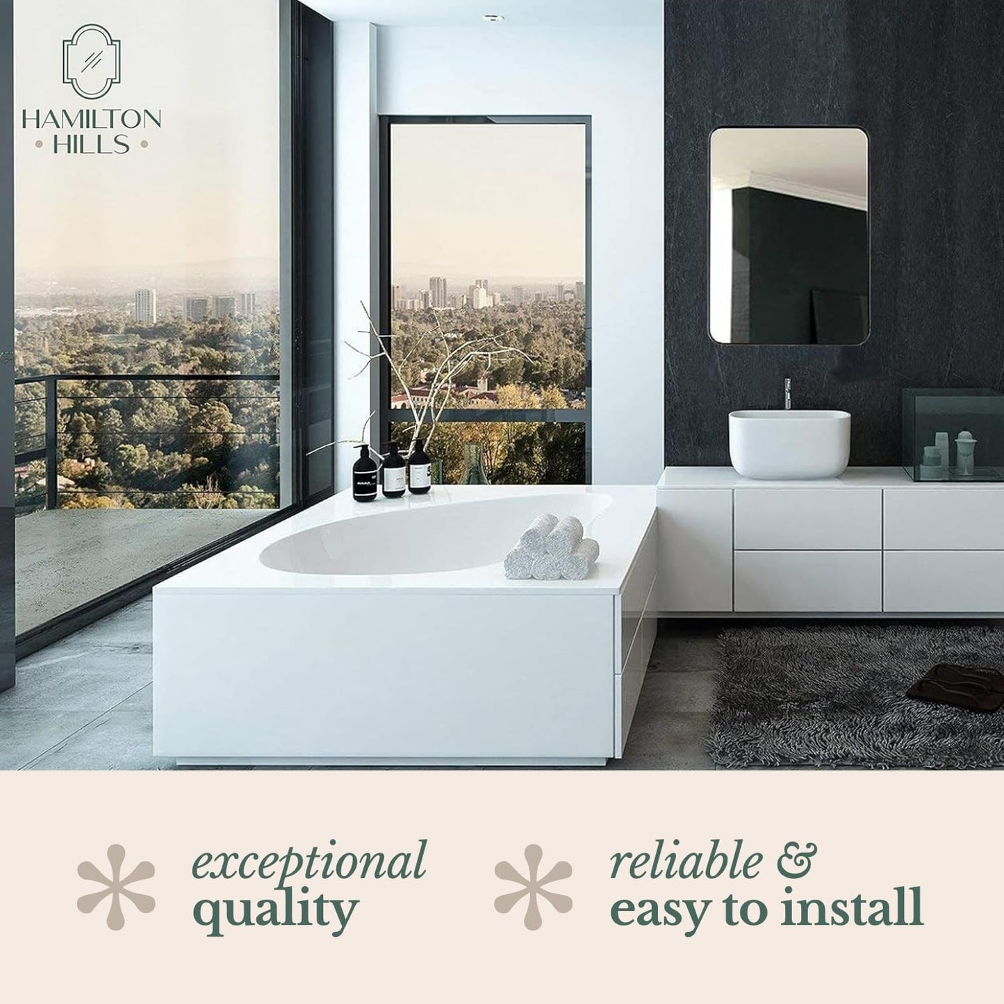 Hamilton Hills 22x30 inch Metal Bronze Frame Mirror for Bathroom | Brushed Rectangular Rounded Corner Vanity | 2" Deep Set Design Large Wall Mirrors Decorative | Hangs Horizontal and Vertical