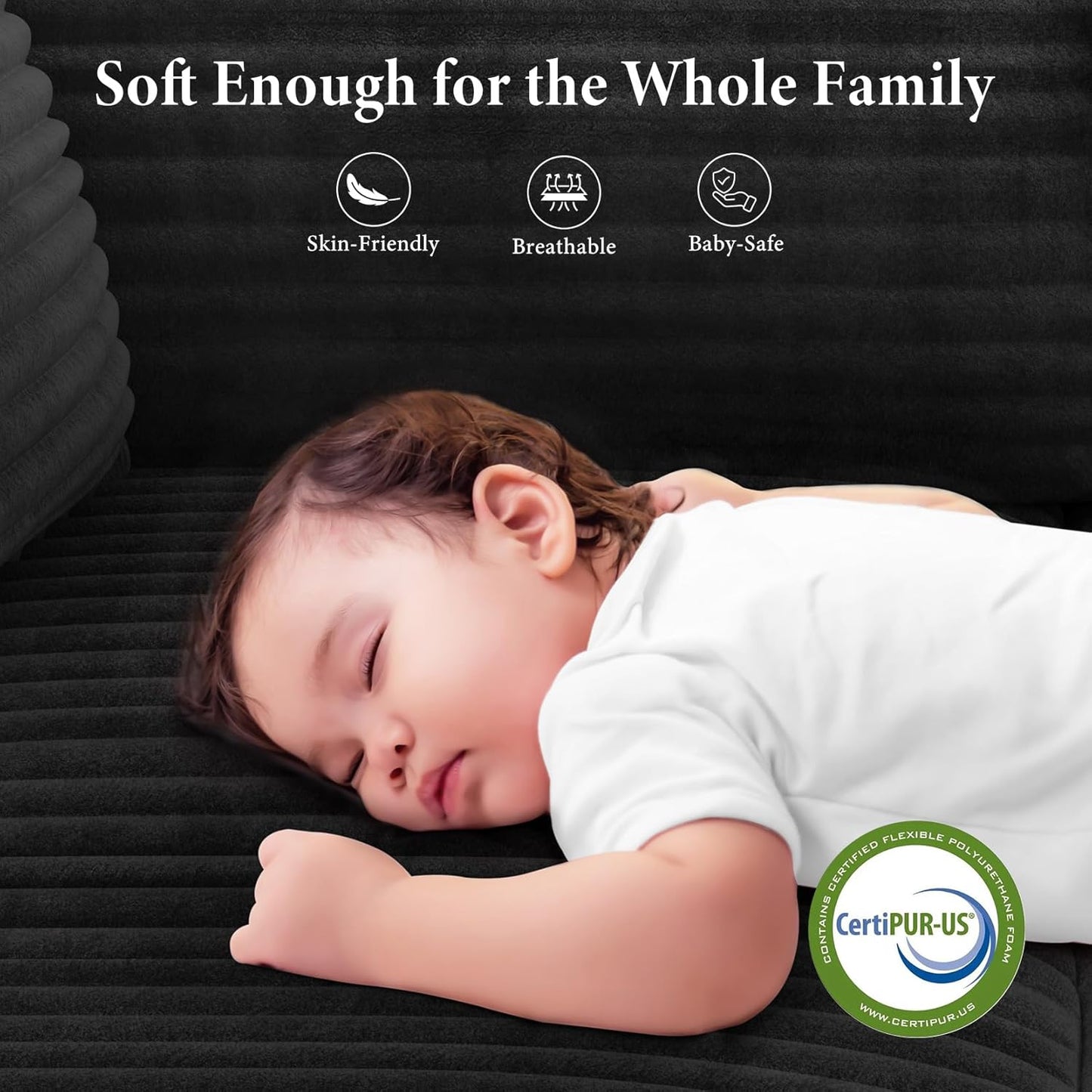 Vesgantti 106" Boneless Couch with Chaise, Deep Seat Comfy Cloud Modular Sofa Corduroy Memory Foam Sectional Couches for Living Room Bedroom, No Assembly Required (Black, Left-Facing Chaise)