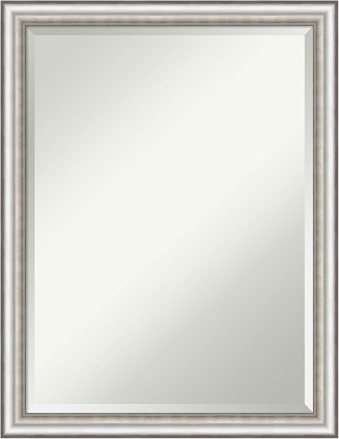 Amanti Art Silver Bathroom Mirror for Over Sink, 27x21 Salon Silver Narrow Rectangle Vanity Mirror, Medium Traditional Frame, Hangs Horizonally and Vertically, Bathroom Wall Decor, Beveled Edge