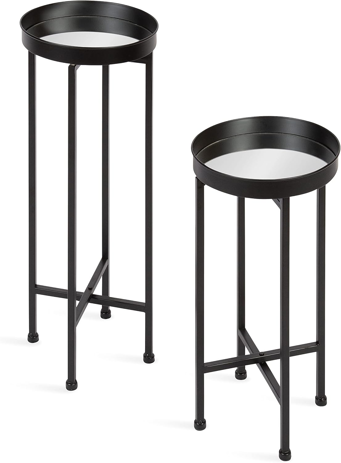 Kate and Laurel Celia Modern Side Table; Set of 2; Black; Sophisticated Metal End Tables for Storage and Display