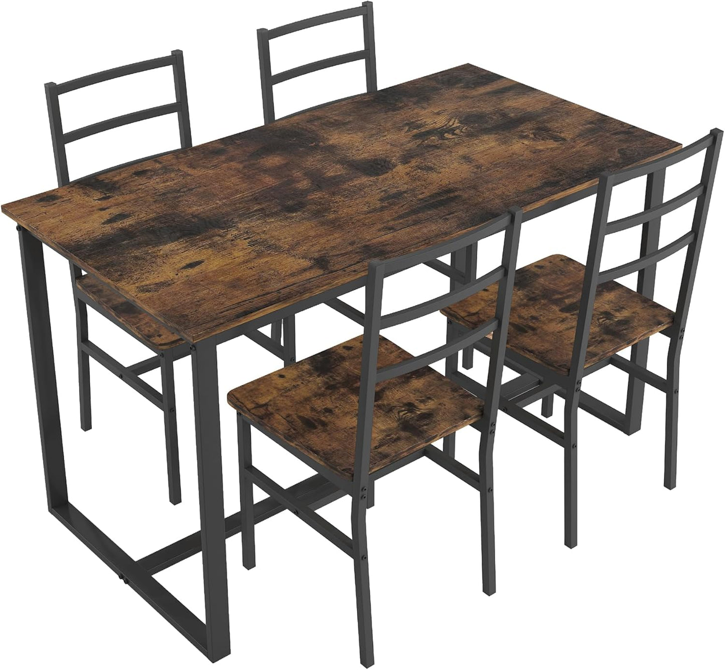 Ball & Cast 5 Pieces Dining Table Set with 4 Chairs,Kitchen Table and Chairs for 4 W/ 47.2" Rectangle Desk,Living Room Furniture W/Backrest,for Small Space,Brown