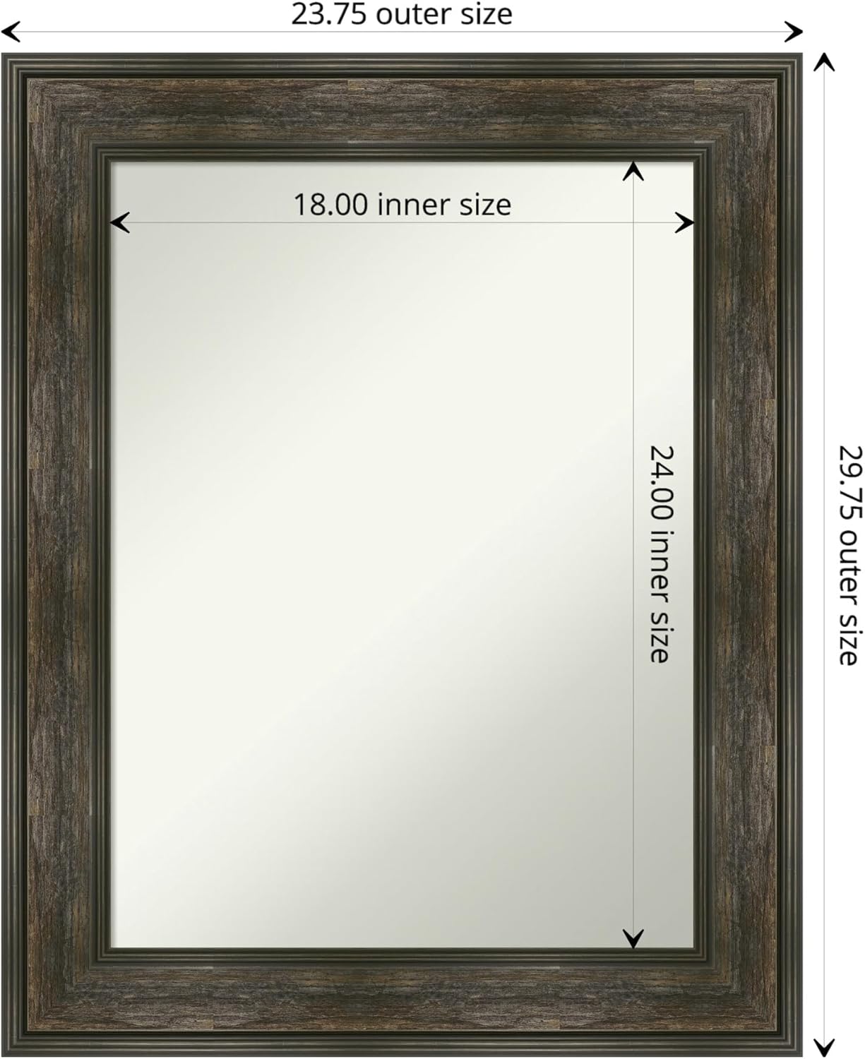 Amanti Art Grey Bathroom Mirror for Over Sink, 28x22 Pinstripe Plank Grey Narrow Rectangle Vanity Mirror, Medium Country Rustic Frame, Hangs Horizonally and Vertically, Bathroom Wall Decor