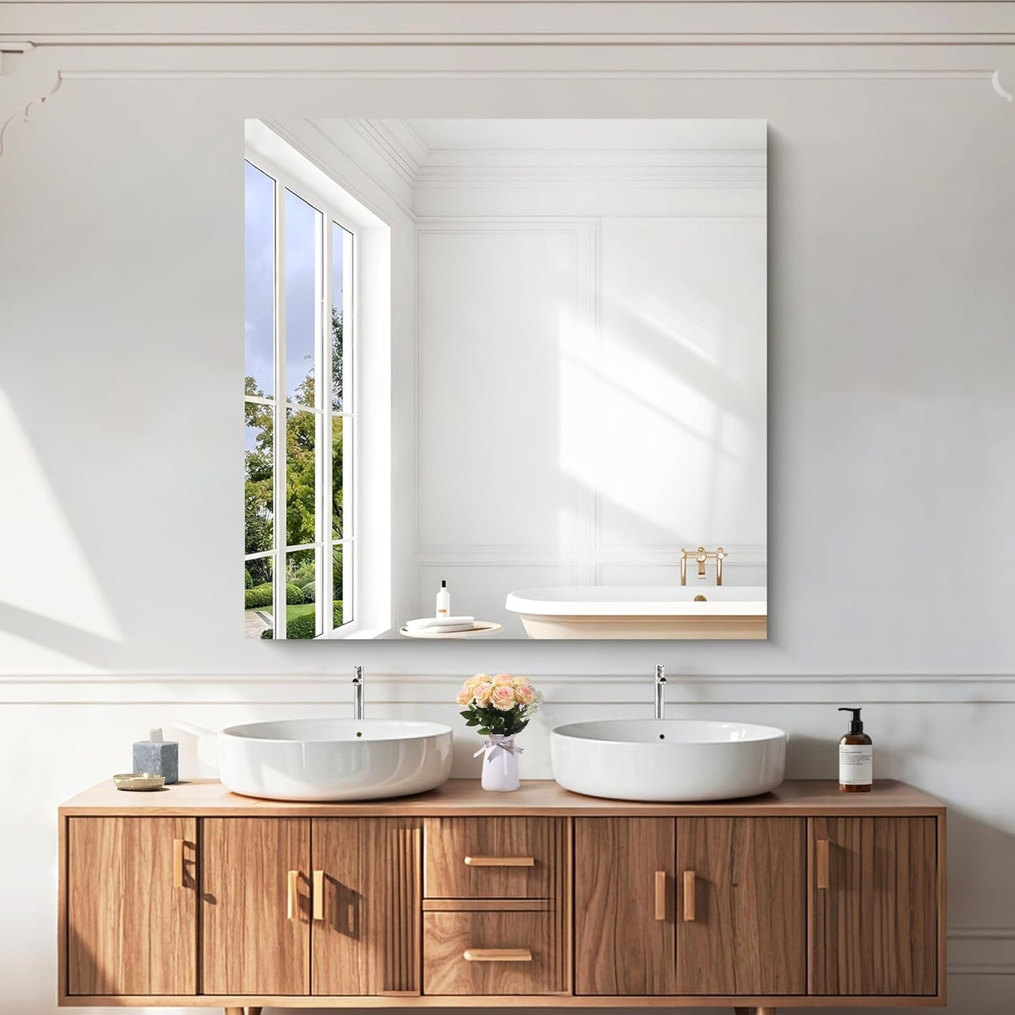 KOCUUY Large Frameless Mirror,42x42 Inch Square Bathroom Vanity Mirror for Over Sink, Upgraded Shatterproof Unframed Design for Bedroom, Living Room, Entryway