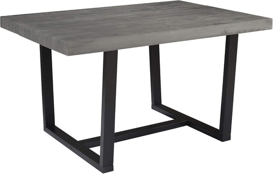 Walker Edison Andre Modern Solid Wood Dining Table, 52 Inch, Grey