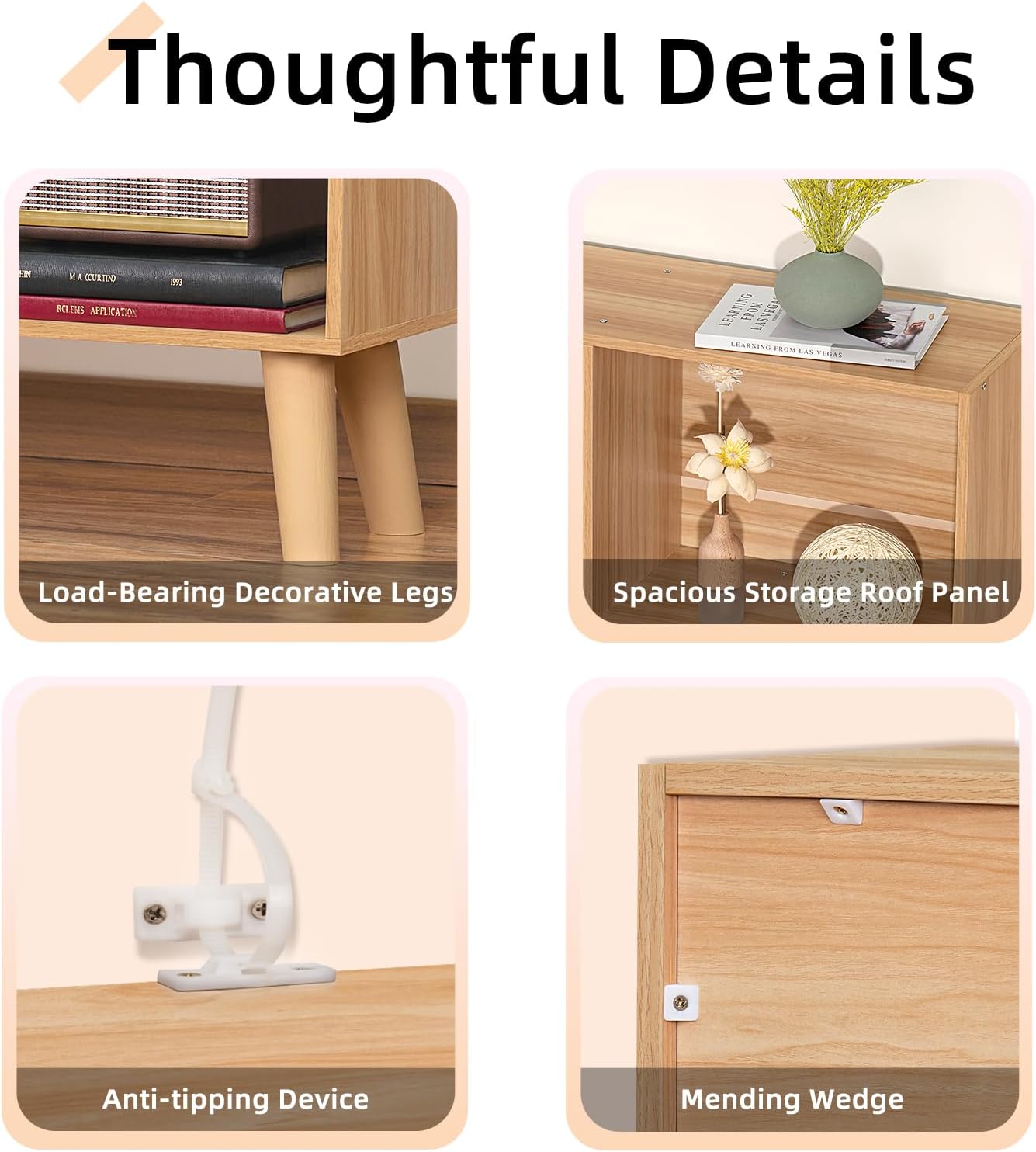 LEYAOYAO 10 Cube Bookshelf,3 Tier Modern Wide Bookcase with Legs,Mid-Century Wood Bookshelves Storage，Natural Large Book Case,Freestanding Organizer Display Shelf for Bedroom,Living Room,Office