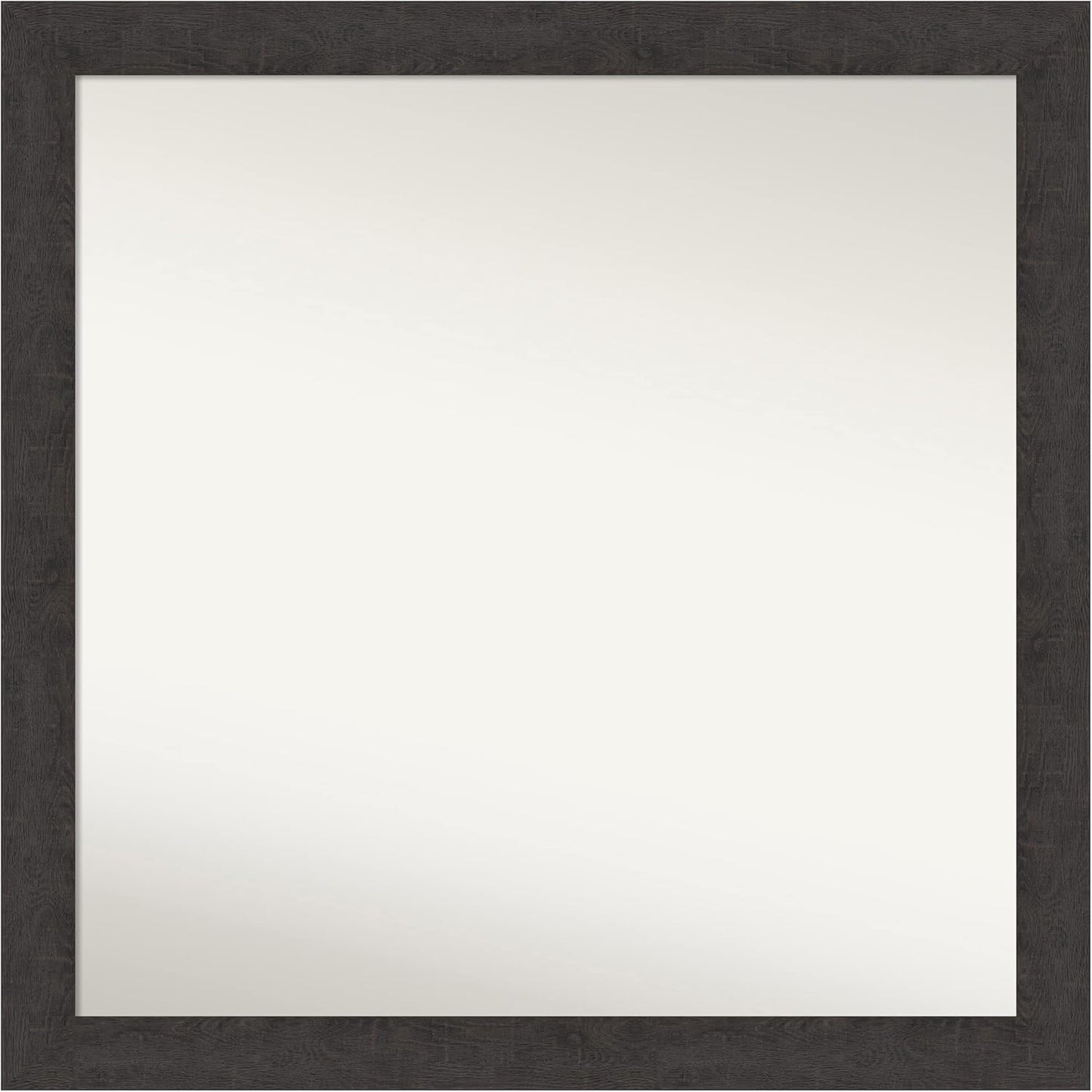 Amanti Art Brown Bathroom Mirror for Over Sink, 32x32 Rustic Plank Espresso Square Vanity Mirror, Large Country Rustic Frame, Hangs Horizonally and Vertically, Bathroom Wall Decor, Non-Beveled Edge