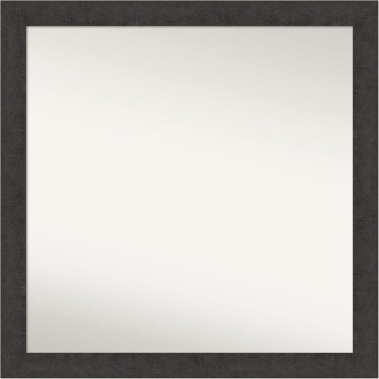 Amanti Art Brown Bathroom Mirror for Over Sink, 32x32 Rustic Plank Espresso Square Vanity Mirror, Large Country Rustic Frame, Hangs Horizonally and Vertically, Bathroom Wall Decor, Non-Beveled Edge