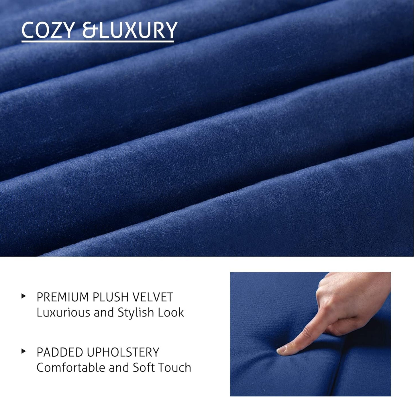 SHA CERLIN Full Bed Frame/Velvet Upholstered Platform Bed Frame with Headboard/Strong Wood Slats Support/Mattress Foundation/No Box Spring Needed - Dark Blue