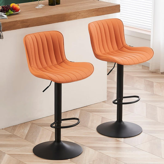 YOUNUOKE Counter Height Bar Stools Kitchen Island Barstools Set of 2 Adjustable Swivel Counter Stool Bar Height Island Chairs with Back, Camel