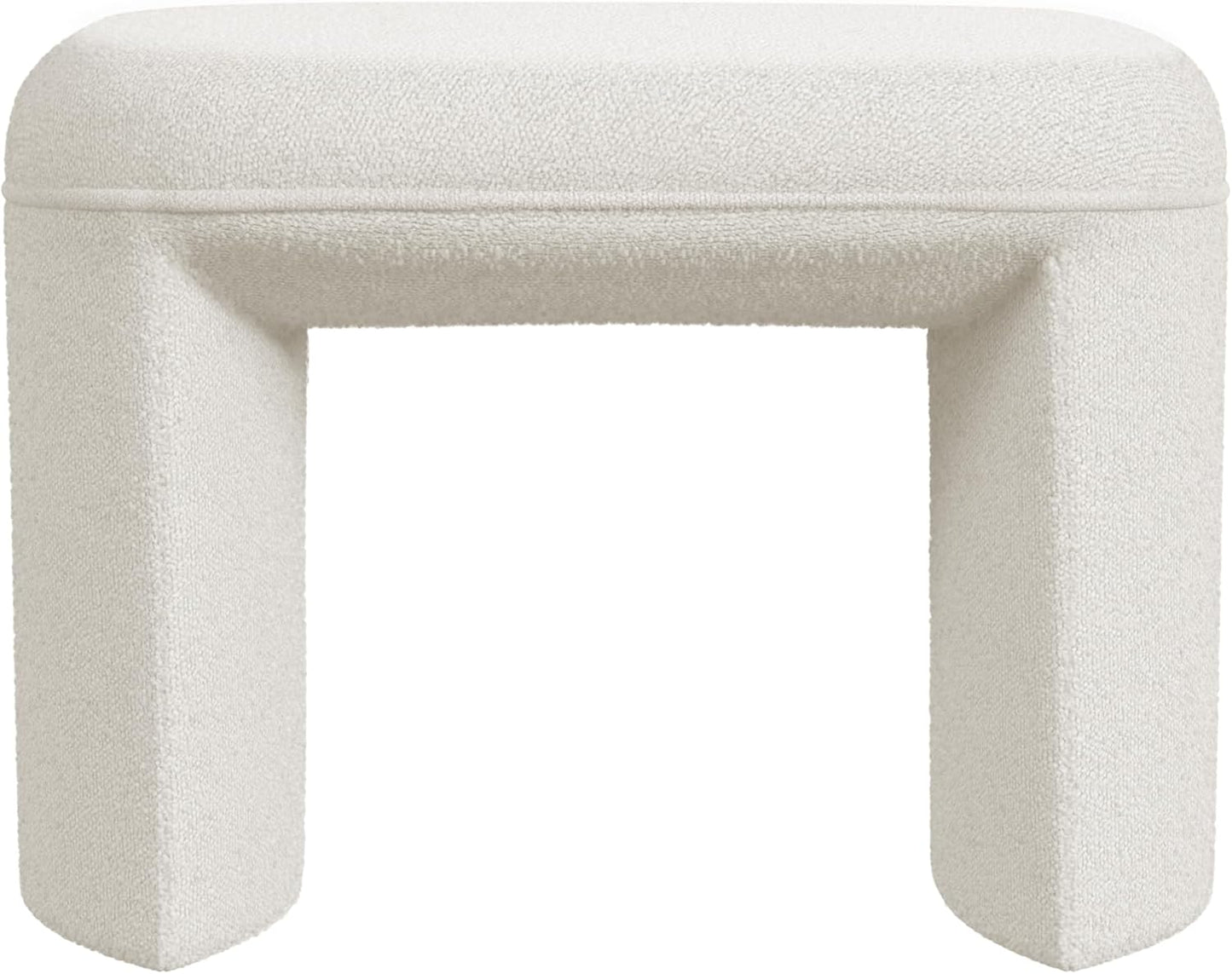 HomePop Quinn Modern Ottoman Home Décor|Ottoman for Living Room & Bedroom - Cream White Boucle