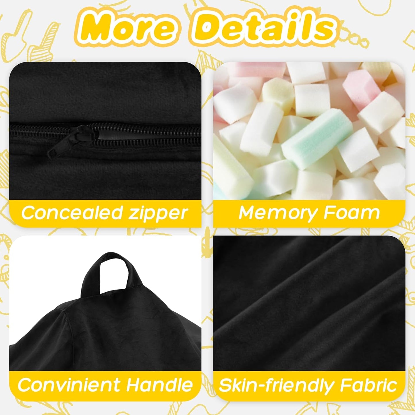 HABUTWAY 2FT Bean Bag Chair, 2' Beanbags Small Bean Bag Chairs with Filling, Teardrop Bean Bag Chair Luxurious Velvet Ultra Soft Fur with Removable Cover (Black)