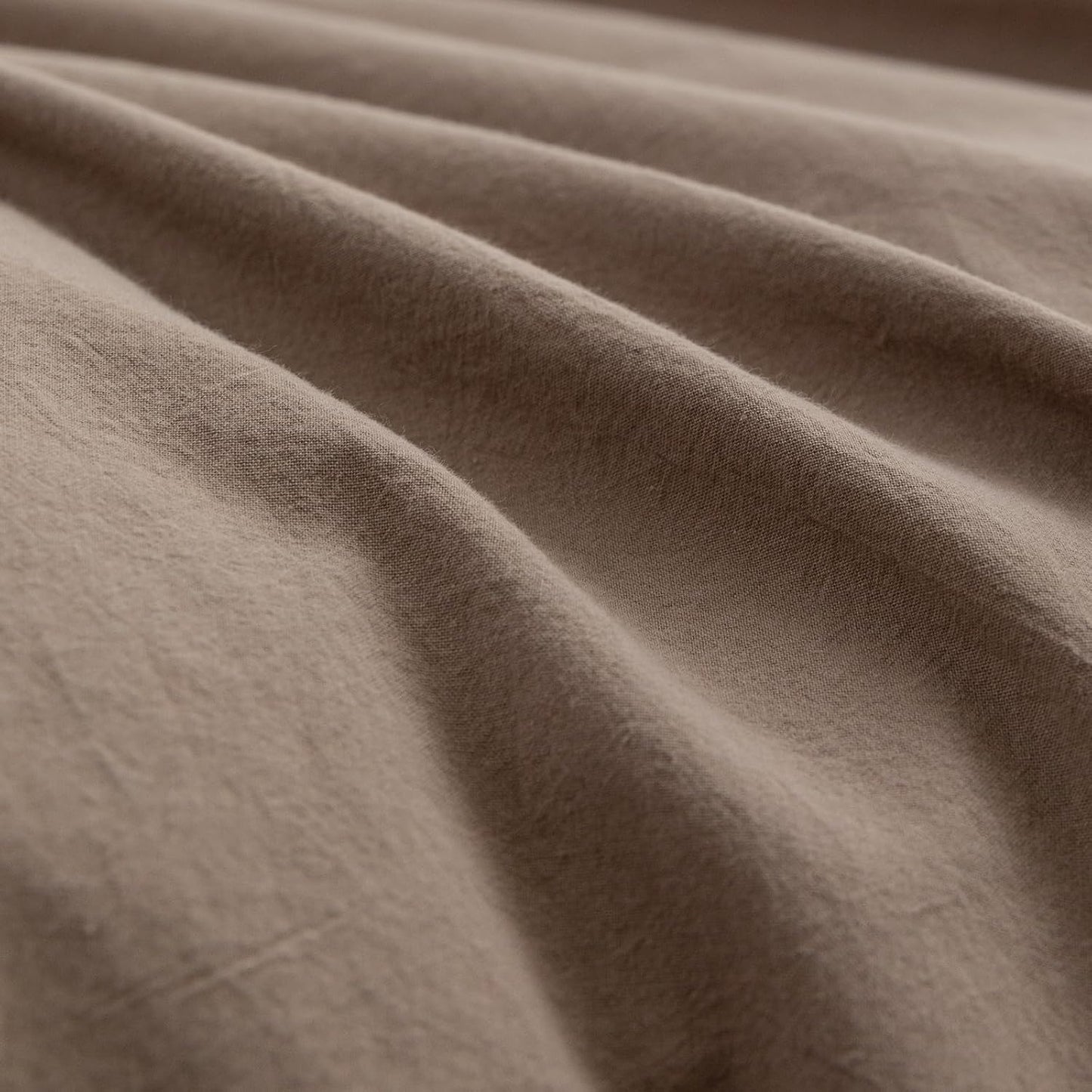 BESTOUCH Duvet Cover Set 100% Washed Cotton Linen Feel Super Soft Comfortable Chic Lightweight 3 PCs Home Bedding Set Solid Pine Bark Brown Oversized Queen