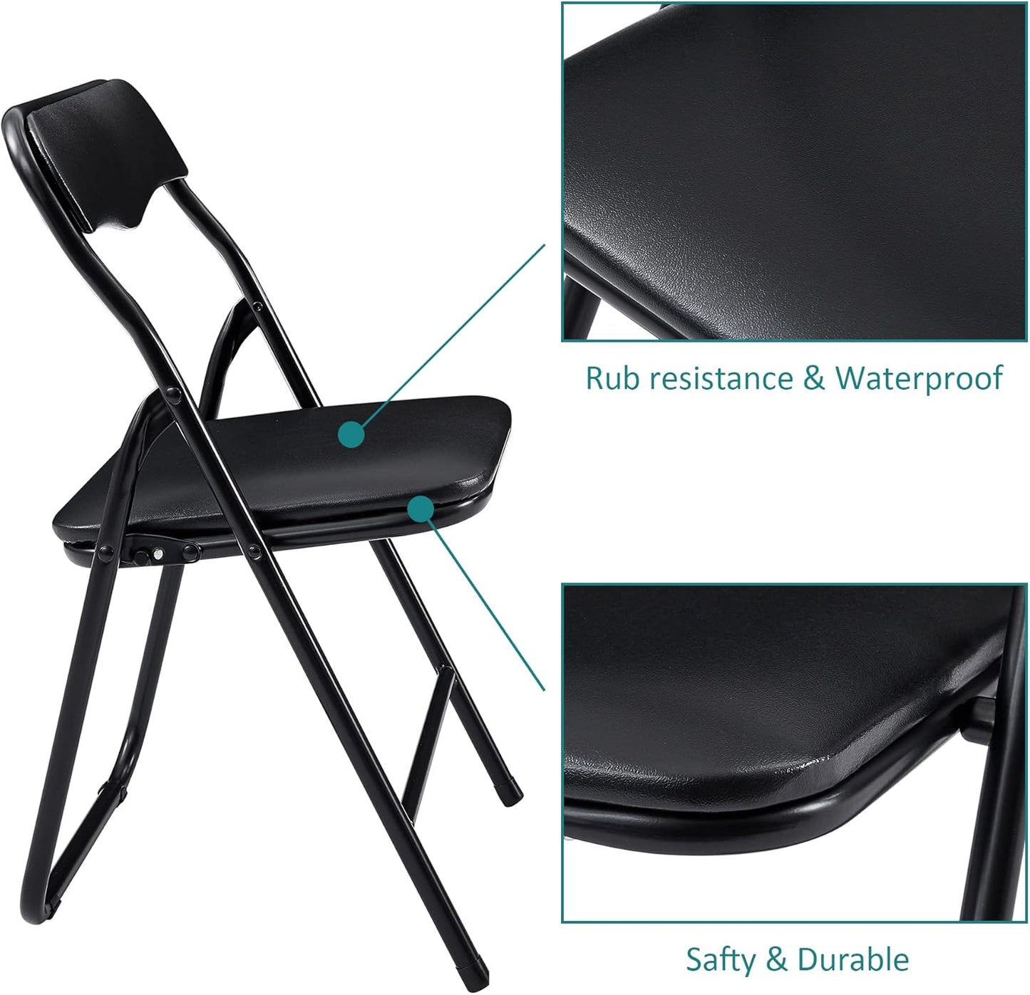 VECELO Kids Folding Activity Table and Chair Set, with Ultra Soft Padded Cushion, 3 Piece, Black