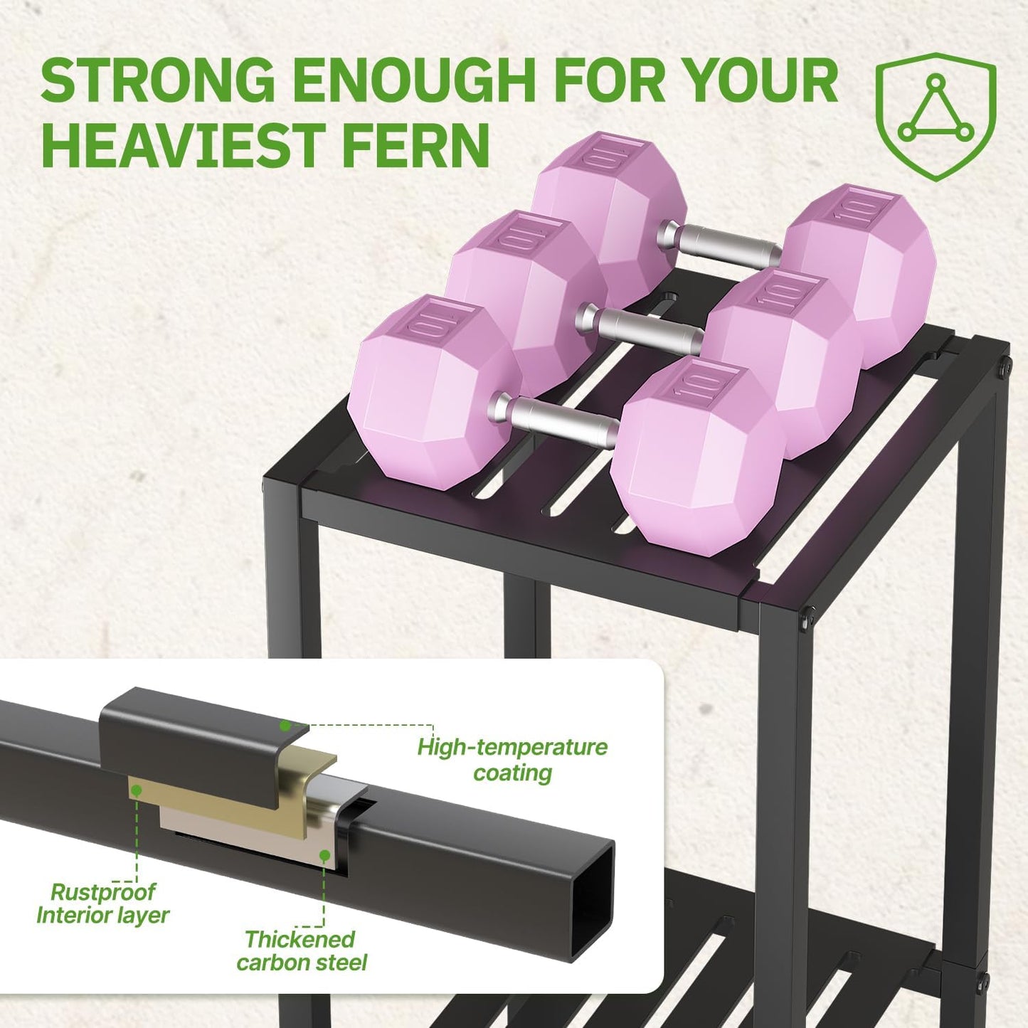 KMOTASUO 3 Tiered Black Tall Plant Stand for Indoor Outdoor, Heavy Duty Metal Multiple Large Planter Rack for Narrow Corner, Sturdy Iron Vertical Flower Holder for Modern House, Patio, Bathroom, Porch