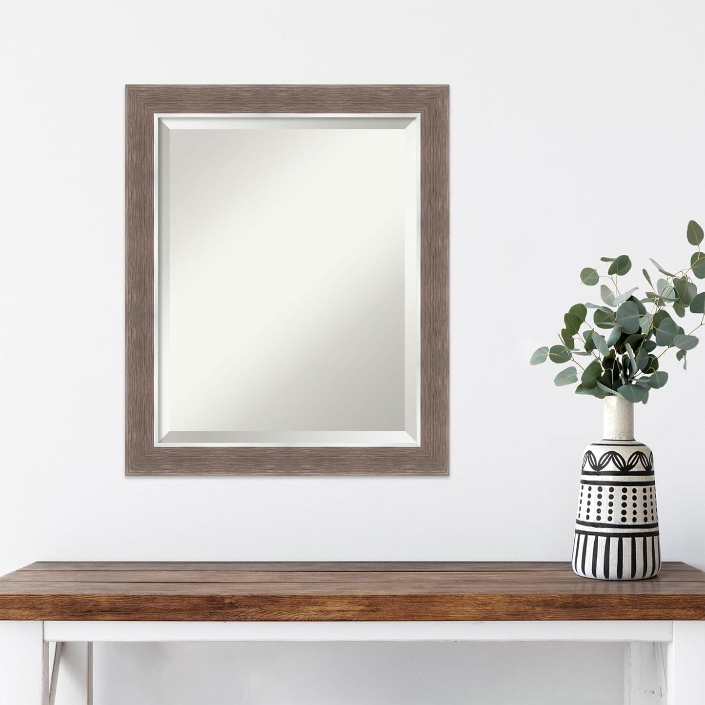 Amanti Art Brown Wall Mirror 24x20 Noble Mocha Rectangle Bathroom Mirror for Wall Decor Living Room, Small Casual Frame, Hangs Horizonally and Vertically, Bathroom Decor, Beveled Edge from WI, USA