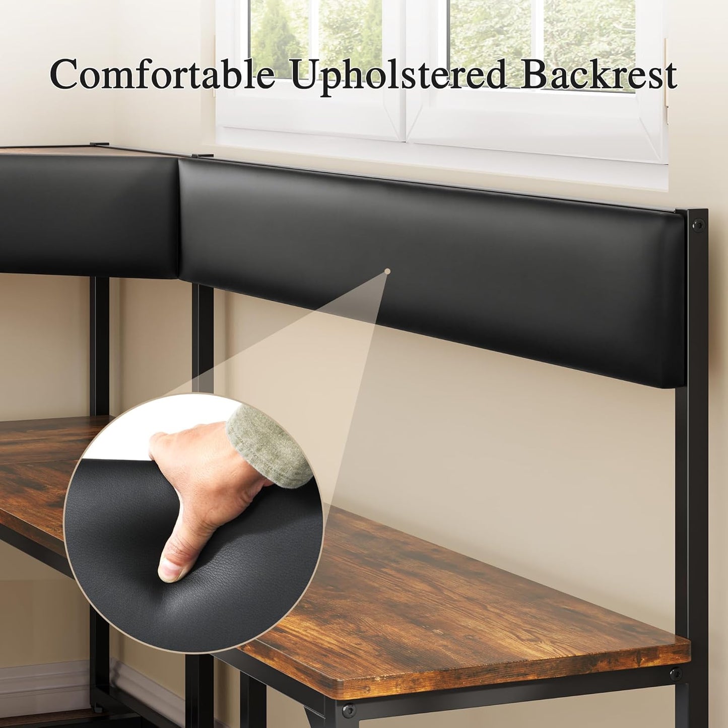 DWVO 3-Piece Dining Table Set for 4-6 People 47.2" Corner Dining Room Table with Left Seat Corner Bench and 43.3" Bench Brown Industrial Kitchen Table for Breakfast Nook Kitchen Living Room Restaurant