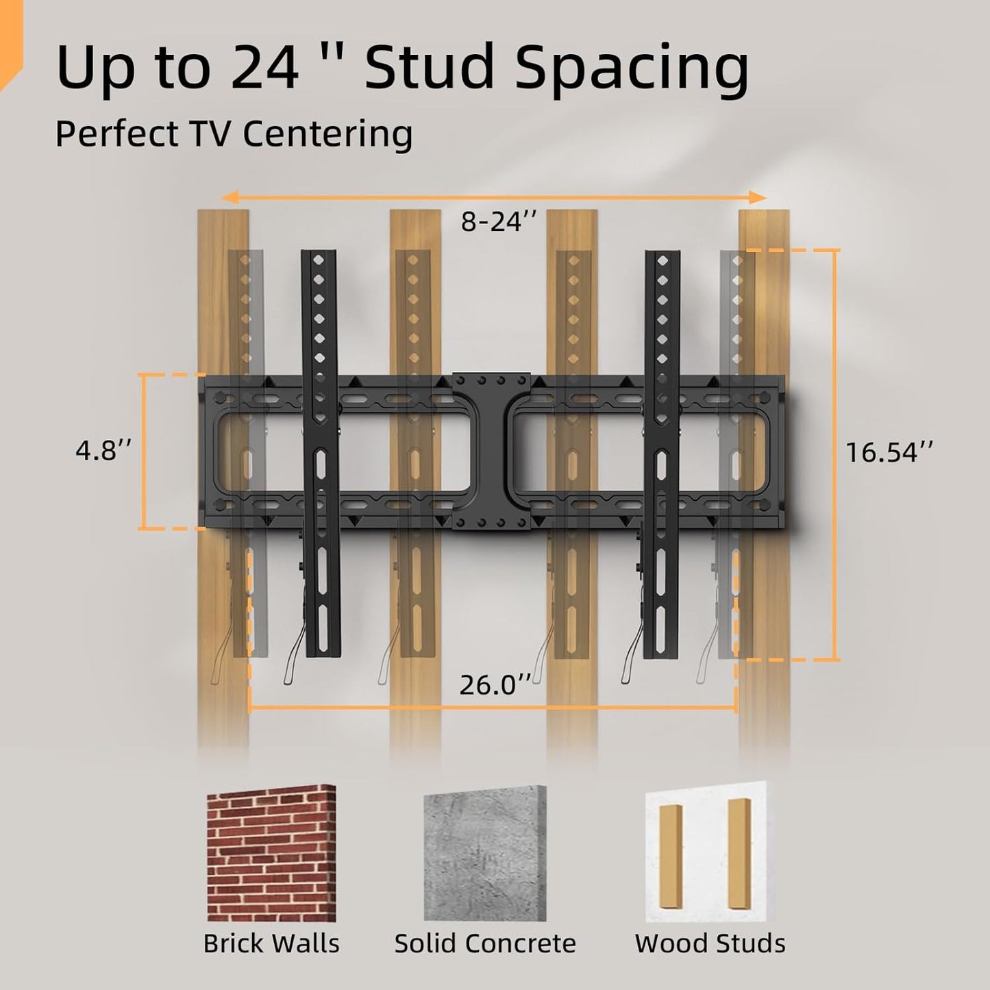 IWORKBORAD 55 65 75 85 inch Low Profile TV Wall Mount for 32-90 '' TVs, Tilt TV Mount Bracket, Safe Lock & Quick Release, Max VESA 600x400mm, 24 inch Studs,132 lbs, Fit Most 55+ 75+ 85+ 86 TVs
