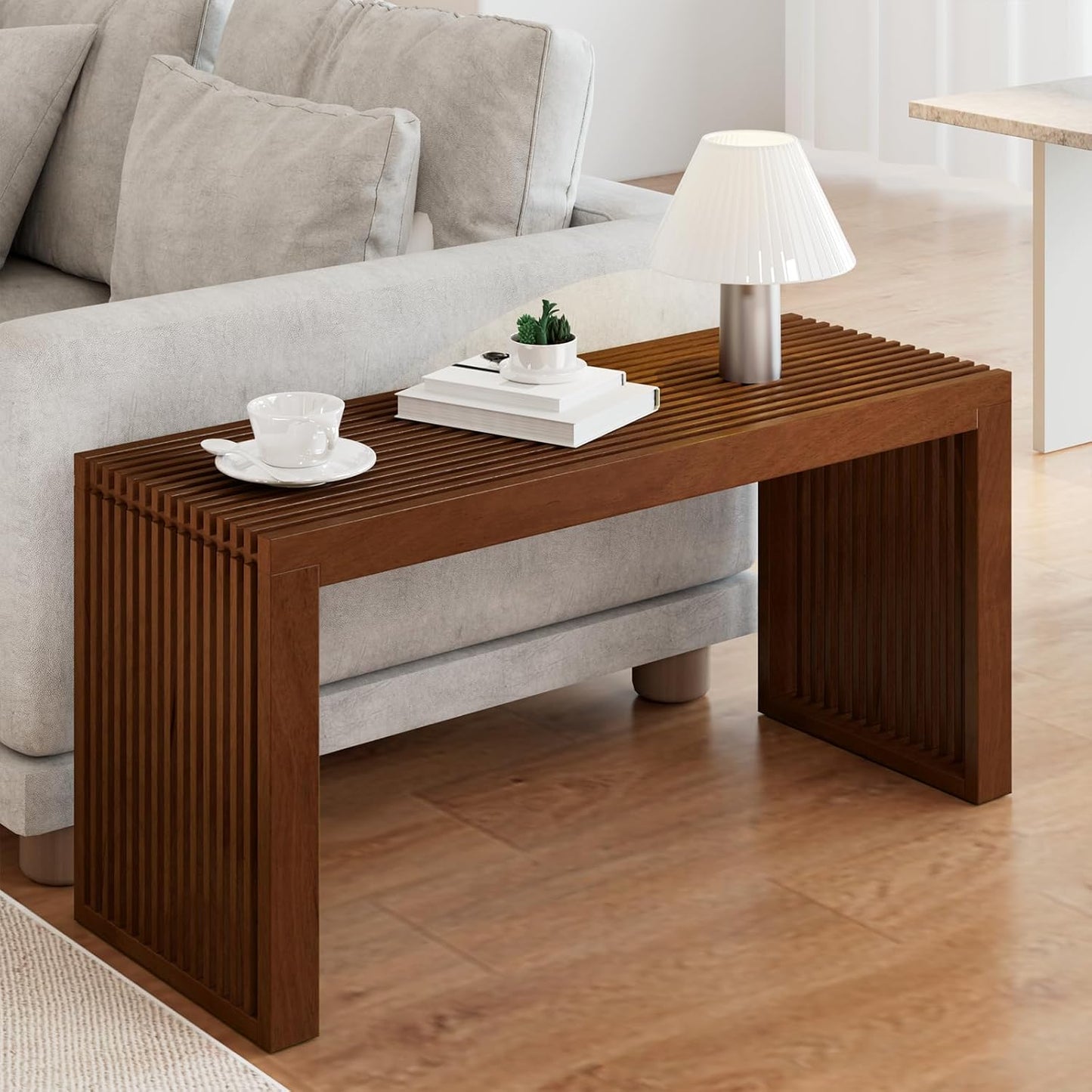 Bamboo Dining Bench Indoor Long Entryway Shoe Rack Bench,Outdoor Modern Wood Benches 35 Inch Bamboo Bench for Living Room Hallway Bedroom Bathroom