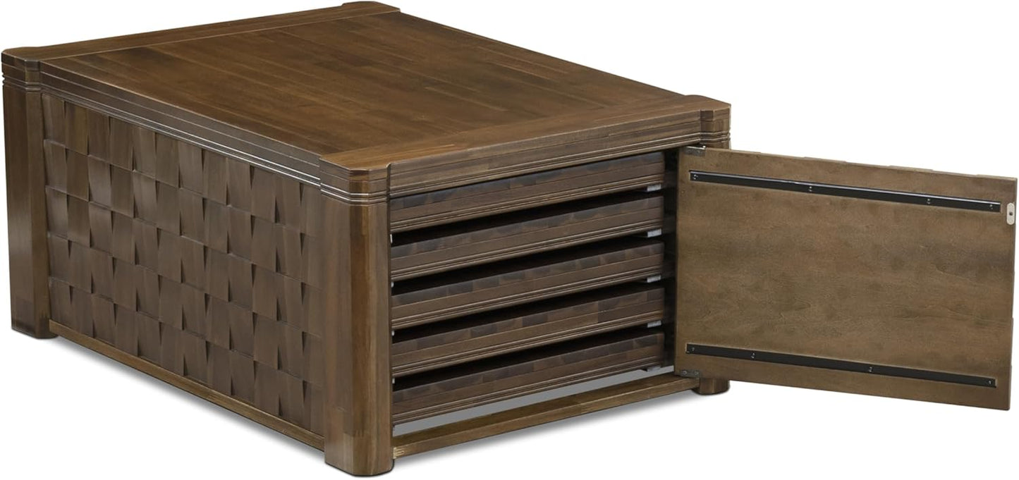 X07DA-BC8-32 10-Pc Kitchen Table Set includes an Extendable Rectangle Kitchen Table, 1 Coffee Table, 7 Polyester Dining Chairs and 1 Bench, 39x120 Inch, Antique Walnut