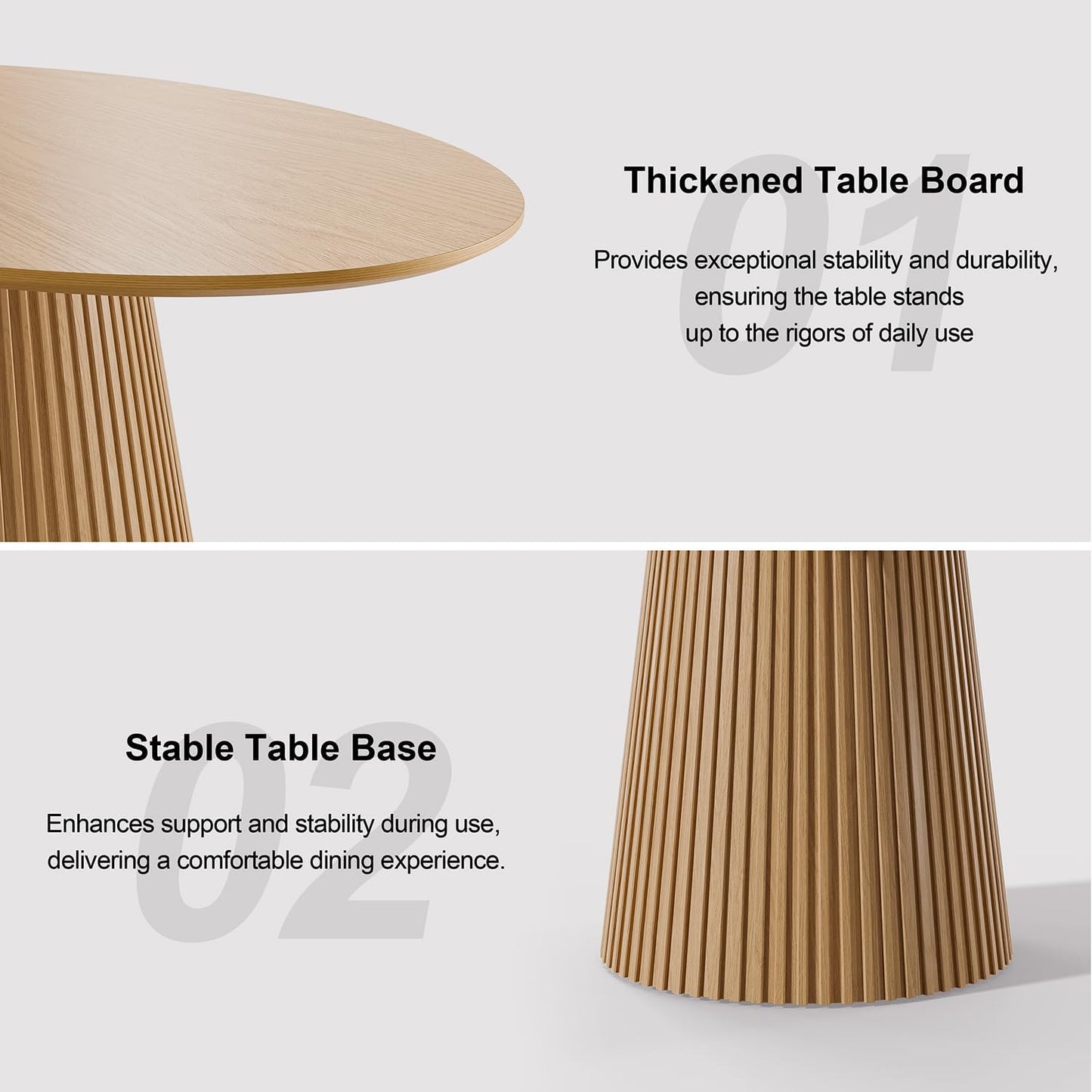 Casaphoria 67" Oval Dining Table, Modern Wood Kitchen Table with Cone Shaped Stripe Base for Living Room & Dining Room, Easy Assembly Farmhouse Furniture for 4-6, Oak