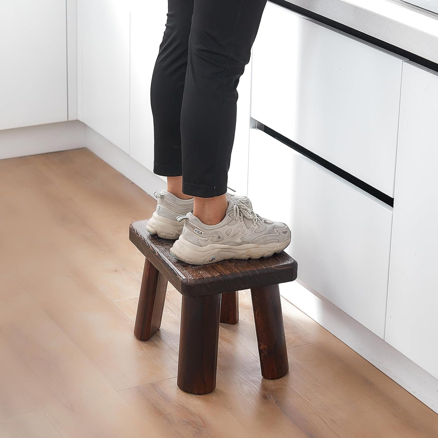 Wooden Step Stool for Adults and Kids,Foot Stool,Kitchen Small Wood Bench,Wood Plant Stand (14.2"x10.2"x10.6")