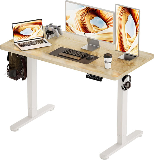 BIZUM Standing Desk Electric Adjustable Computer Desk-Stand up Desk Office Gaming Home Office Memory Desks 48x24 inches Maple