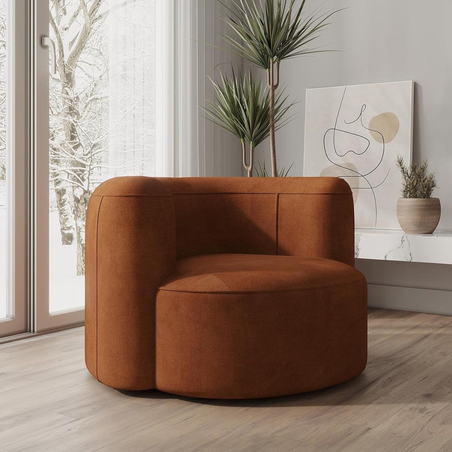 Acanva Luxury Modern Tight Curved Back Velvet Sofa, Minimalist Style Comfy Couch for Living Room Apartment Reception Space, Tangerine Single Chair Set of 2