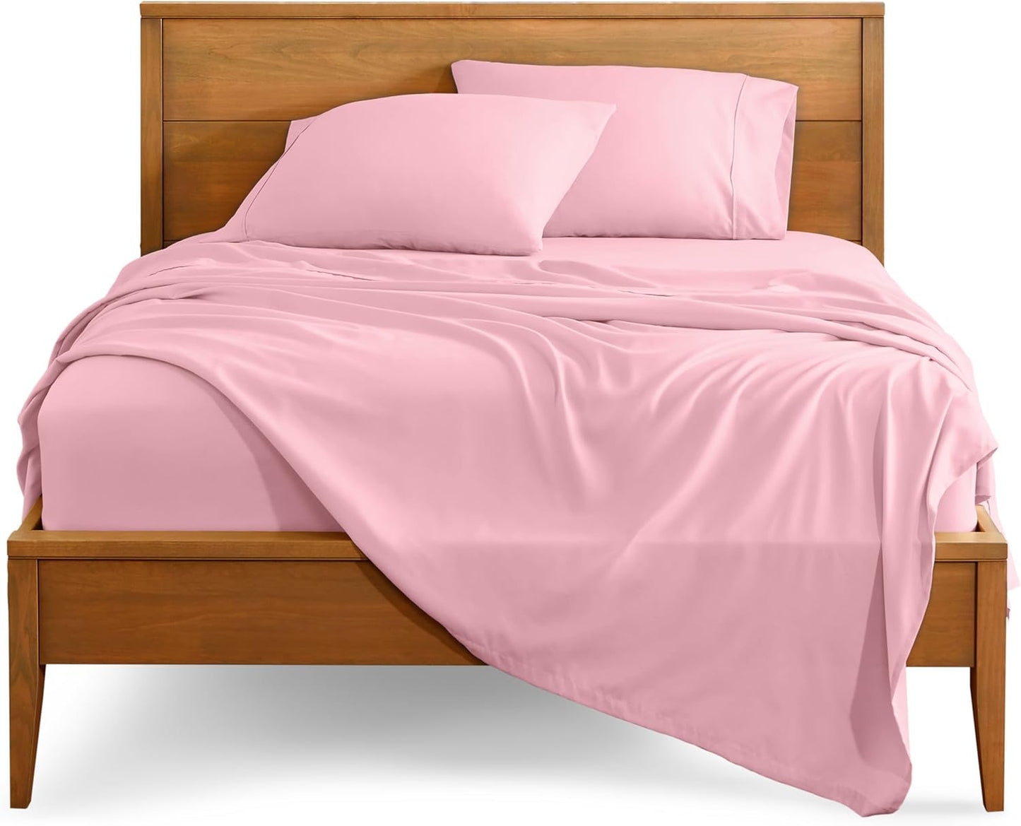 Bare Home Queen Sheet Set - Luxury 1800 Ultra-Soft Microfiber - Double Brushed - Deep Pockets - Easy Fit - 4 Piece Set - Bedding Sheets & Pillowcases (Queen, Light Pink)