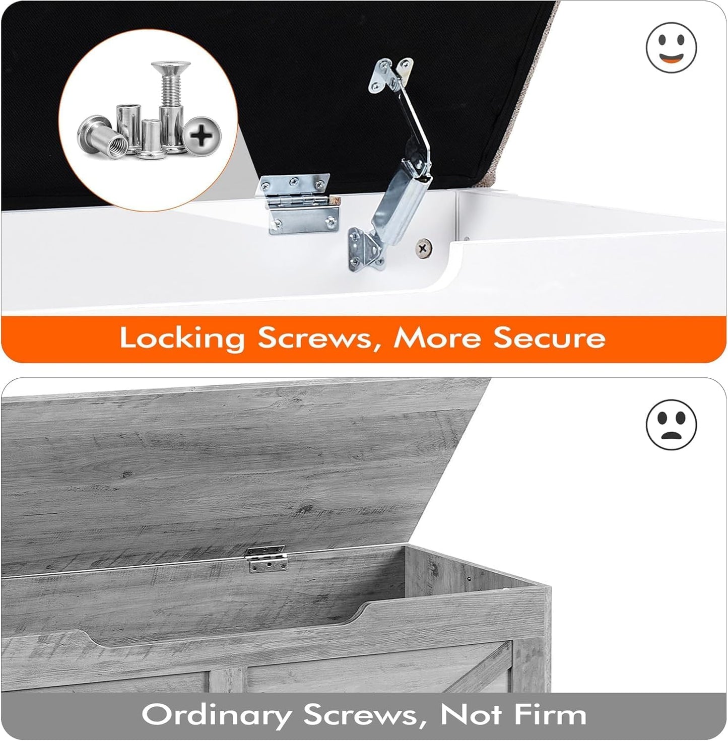 GAOMON 39.4" Storage Benches Entryway Bench with Cushion, 2 Safety Hinges, Storage Trunk, Shoe Bench Storage Chest for Entryway, Living Room, Bedroom, White