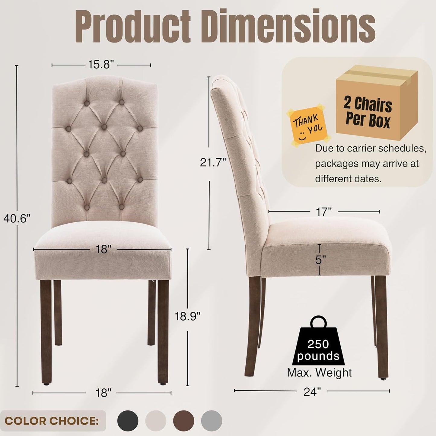 Tufted Upholstered Parsons Dining Chair with Sturdy Solid Wood Legs