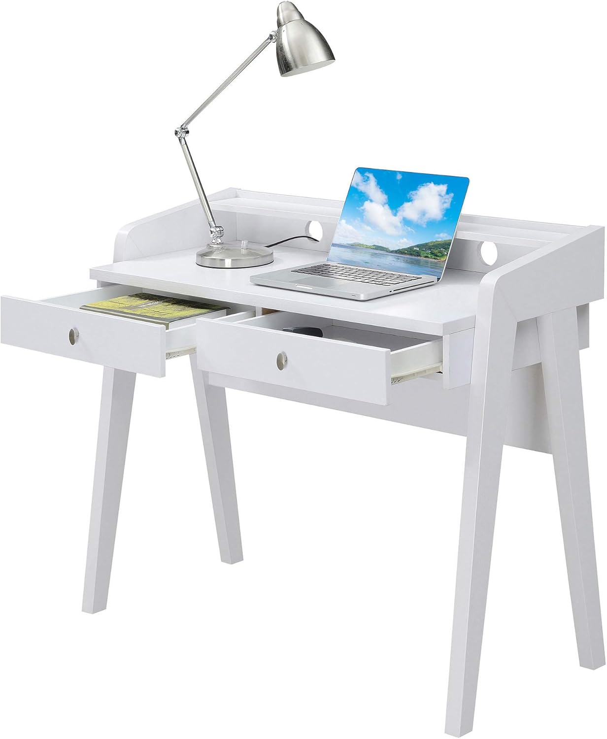 Convenience Concepts Newport Deluxe 2 Drawer Desk, White