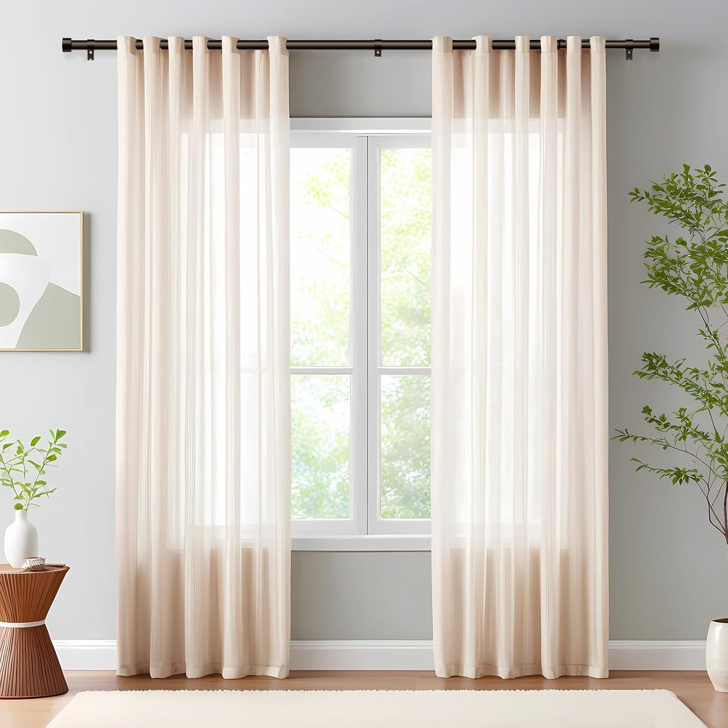 2 Pack Curtain Rods for Windows 72 to 144 Inch, 1 Inch Bronze Curtain Rods Set, Adjustable Heavy Duty Curtain Rod, Outdoor Curtain Rods for Patio Bedroom, Drapery Rods with End Cap, Size 32"- 150"