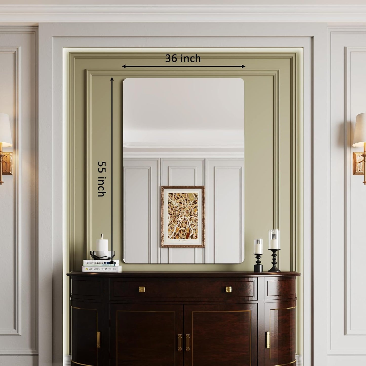 30x48 Bathroom Mirrors for Vanity,Wall Mirrors for Living Room,Frameless Wall Mirrors,Bathroom Mirror for Over Sink