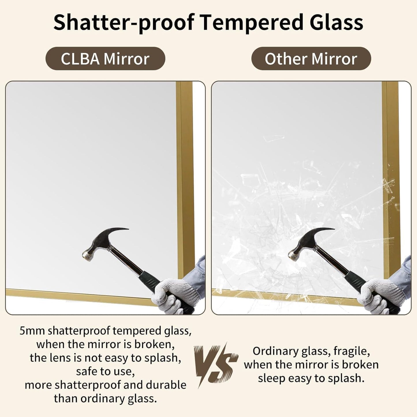 Brushed Gold Mirror, 40x30 Inch Aluminum Framed Rectangle Mirror, Anti-Rust, Tempered Glass, Square Corner Wall Mirror for Over Sink, Vanity, Bedroom, Entryway, Horizontal/Vertical