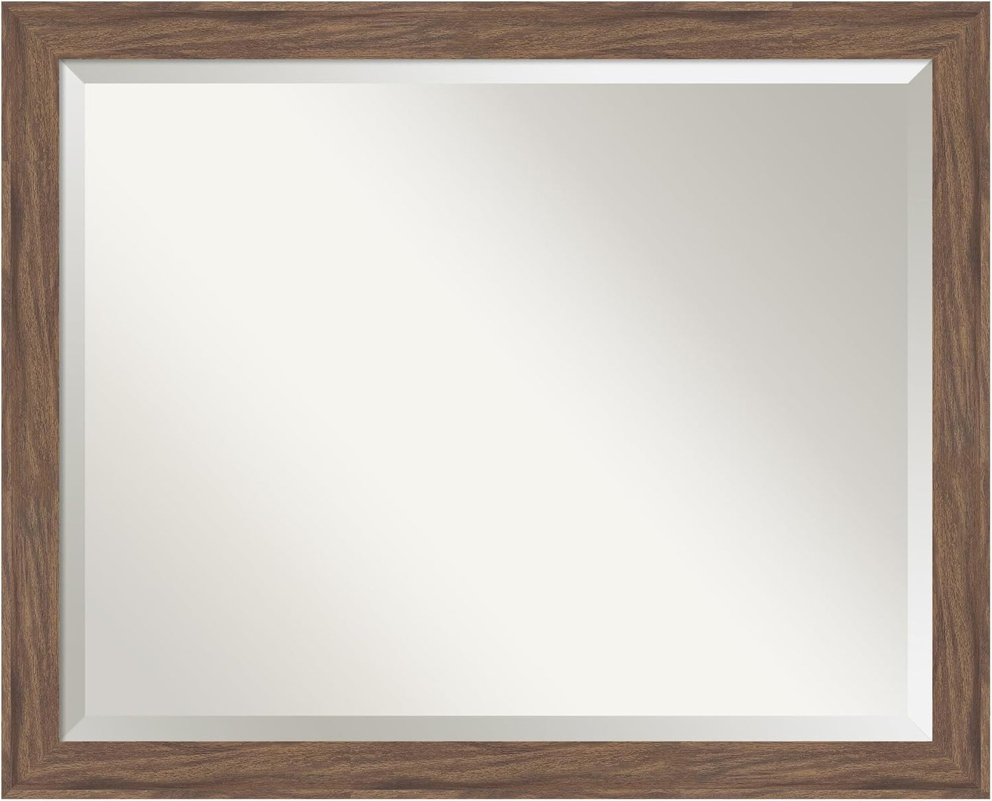 Amanti Art Brown Wall Mirror 25x31 Pia Medium Brown Narrow Rectangle Bathroom Mirror for Wall Decor Living Room, Large Casual Frame, Hangs Horizonally and Vertically, Bathroom Decor, Beveled Edge
