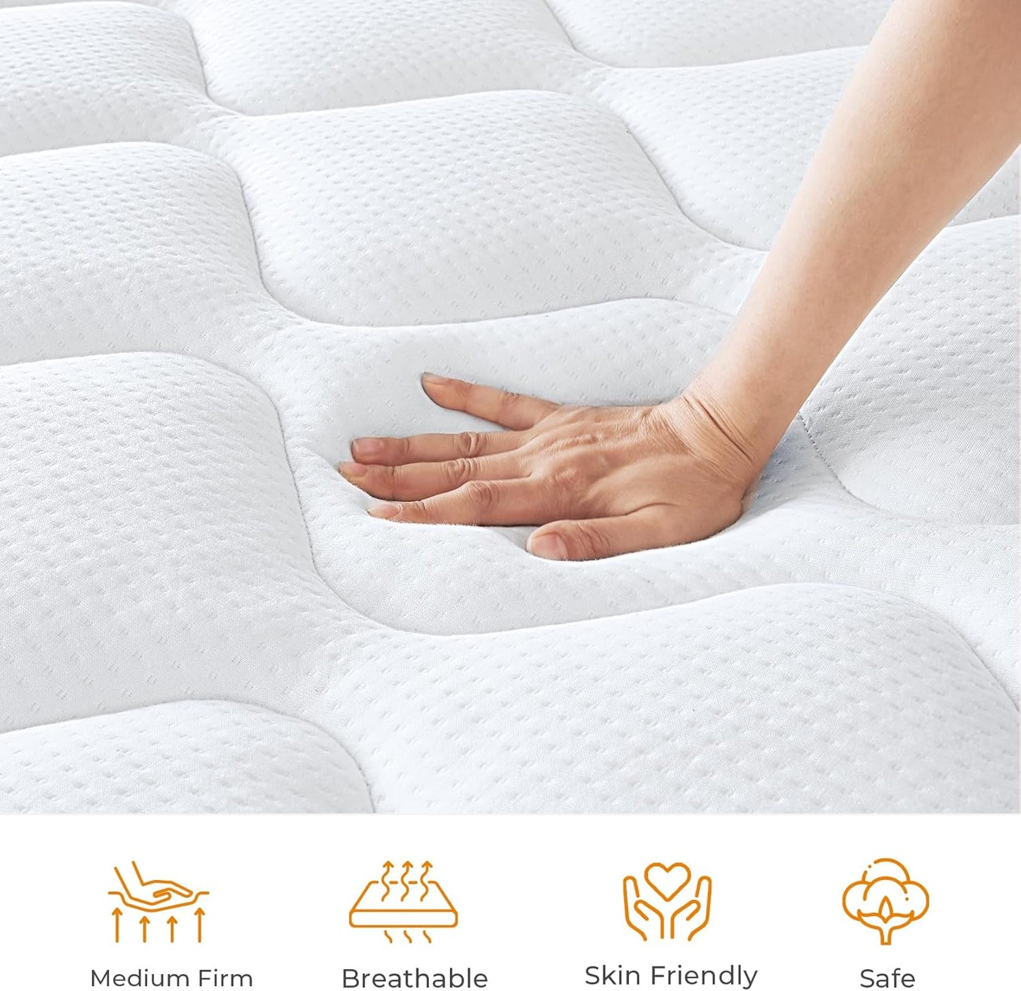 Queen Mattress 10 Inch, Hybrid Queen Bed Mattress with Individual Pocket Springs and Pressure-Relieving Memory Foam, Breathable, Medium Firm Mattress in a Box Queen Size 80"x60"x10"