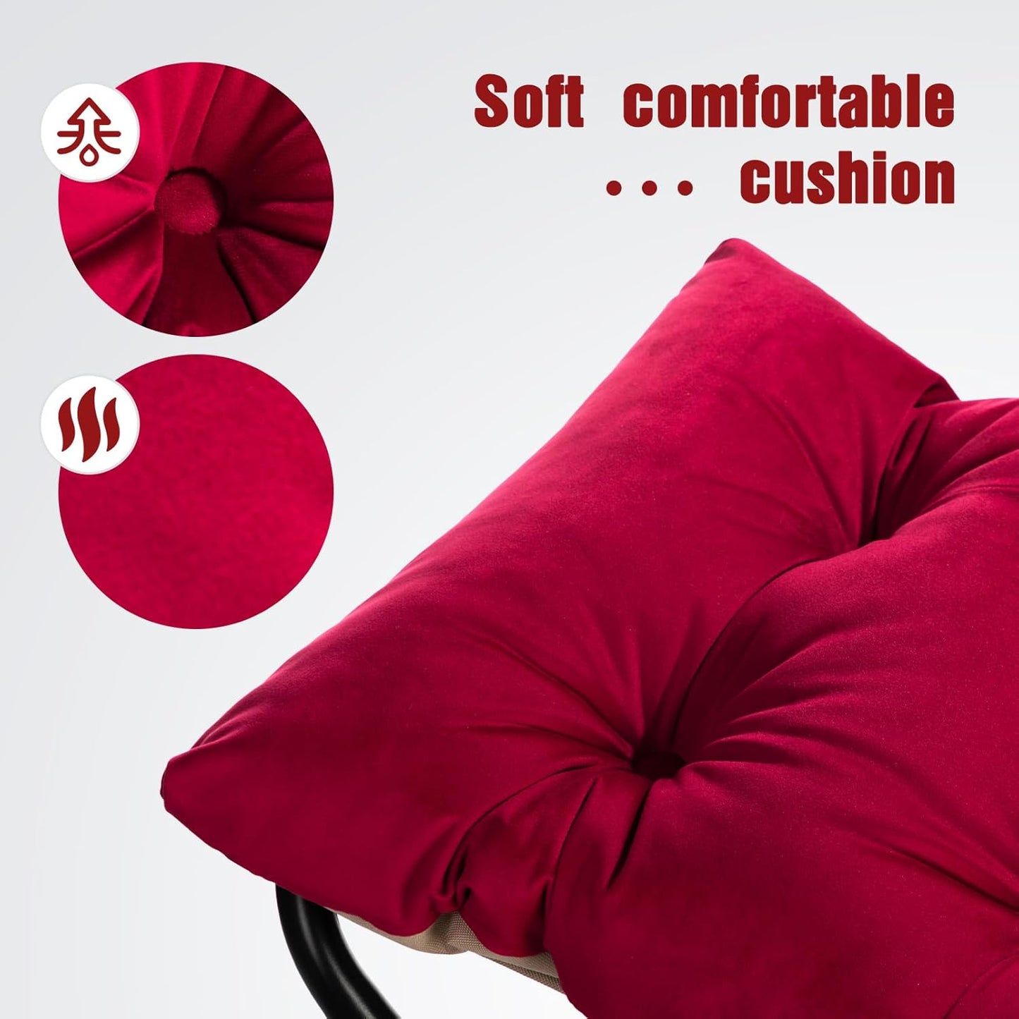 HollyHOME 15"(H) Folding Footrest Stool, Upholstered Small Foldable Ottoman, Accent Padded Sofa Foot Stool for Lazy Chair, Metal Frame Portable Foot Rest Ottoman for Living Room, Bedroom, Burgundy