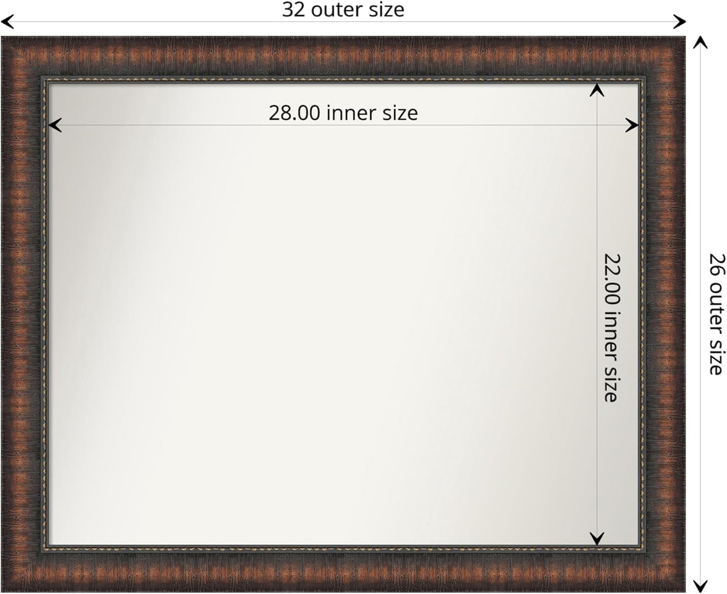 Amanti Art White Bathroom Mirror for Over Sink, 25x31 Cabinet White Narrow Rectangle Vanity Mirror, Large Modern Frame, Hangs Horizonally and Vertically, Bathroom Wall Decor, Non-Beveled Edge