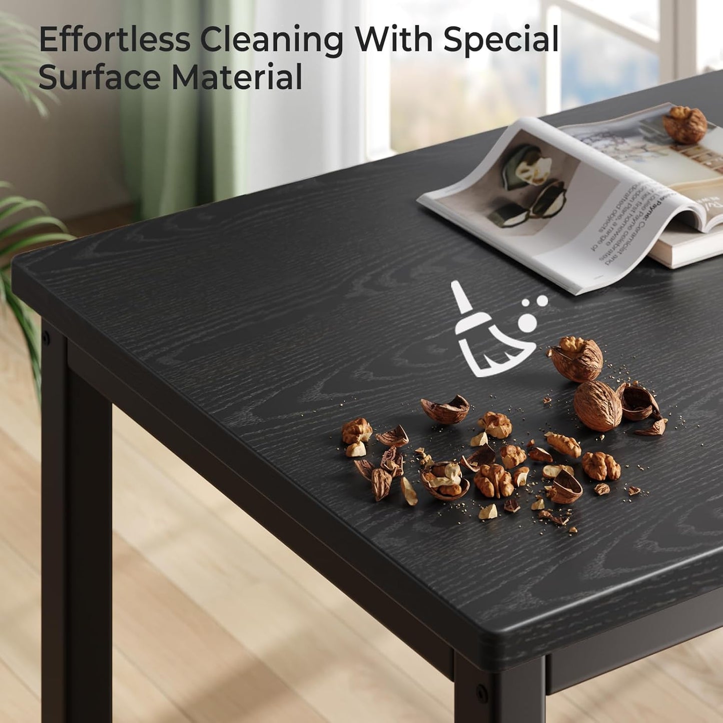 Tatub Dining Table Set for 4, 3-Piece Kitchen Table with 2 Benches, Space-Saving Dining Room Set for Breakfast Nook and Small Spaces, Black