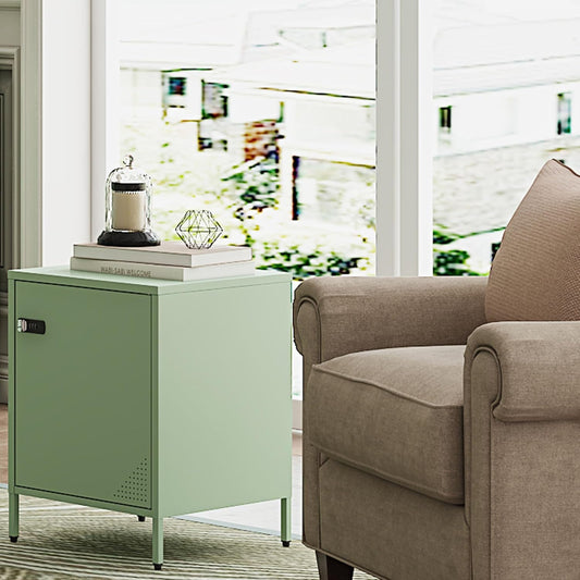 Metal Nightstand-LX (1 Door, Green)